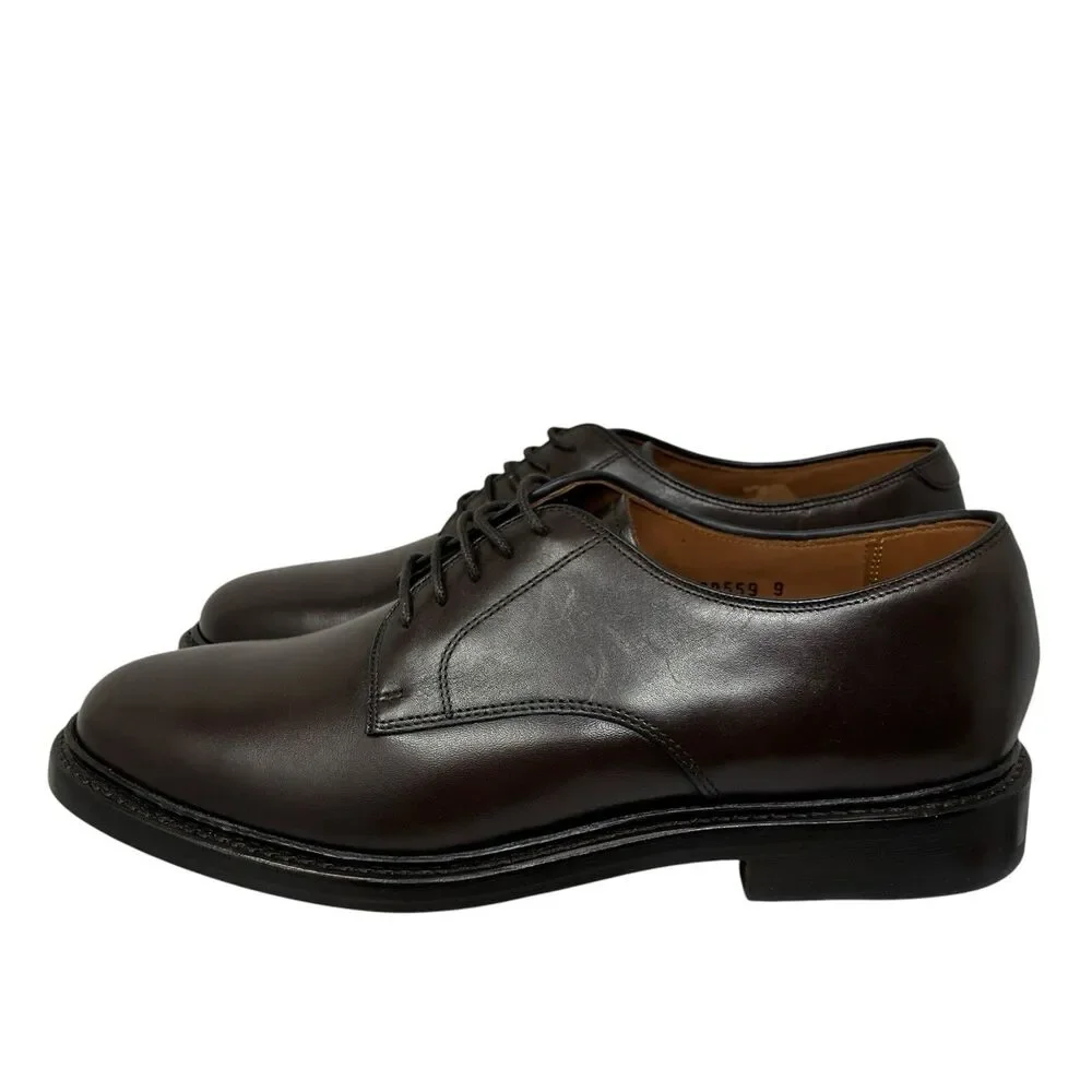 J Crew Ludlow Mens 9 Dark Brown Leather Derby Shoes Old Money Preppy Euro Summer
